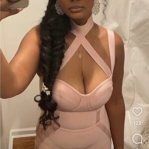 Elegant Pink Halter Dress